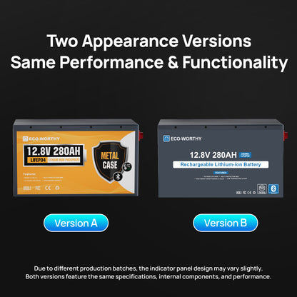 Eco-Worthy 12V 280Ah Metal Case LiFePO4 Lithium Battery With Bluetooth and low-temp protection