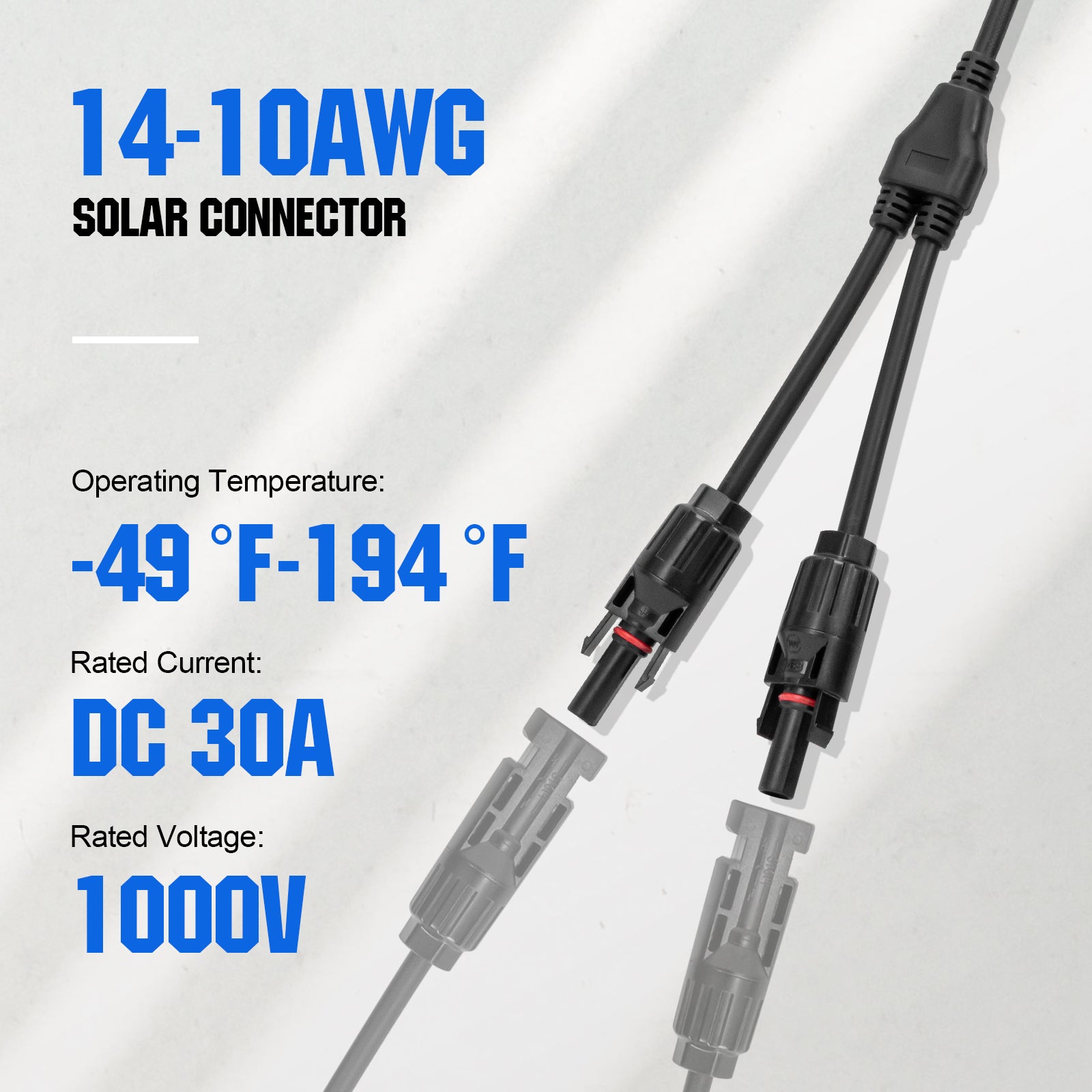 12AWG 1 Pair Solar MC4 Y Parallel Branch Connectors MFF&FMM Pair - wirings - ECO - WORTHY