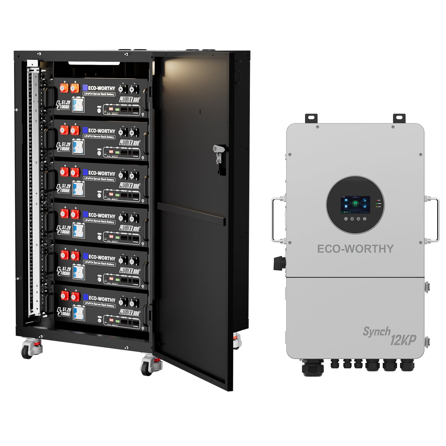 ECO-WORTHY 12kW 30kWh Hybrid Home Backup Power Storage System with 48V 100ah Battery and 12kW Hybrid Inverter