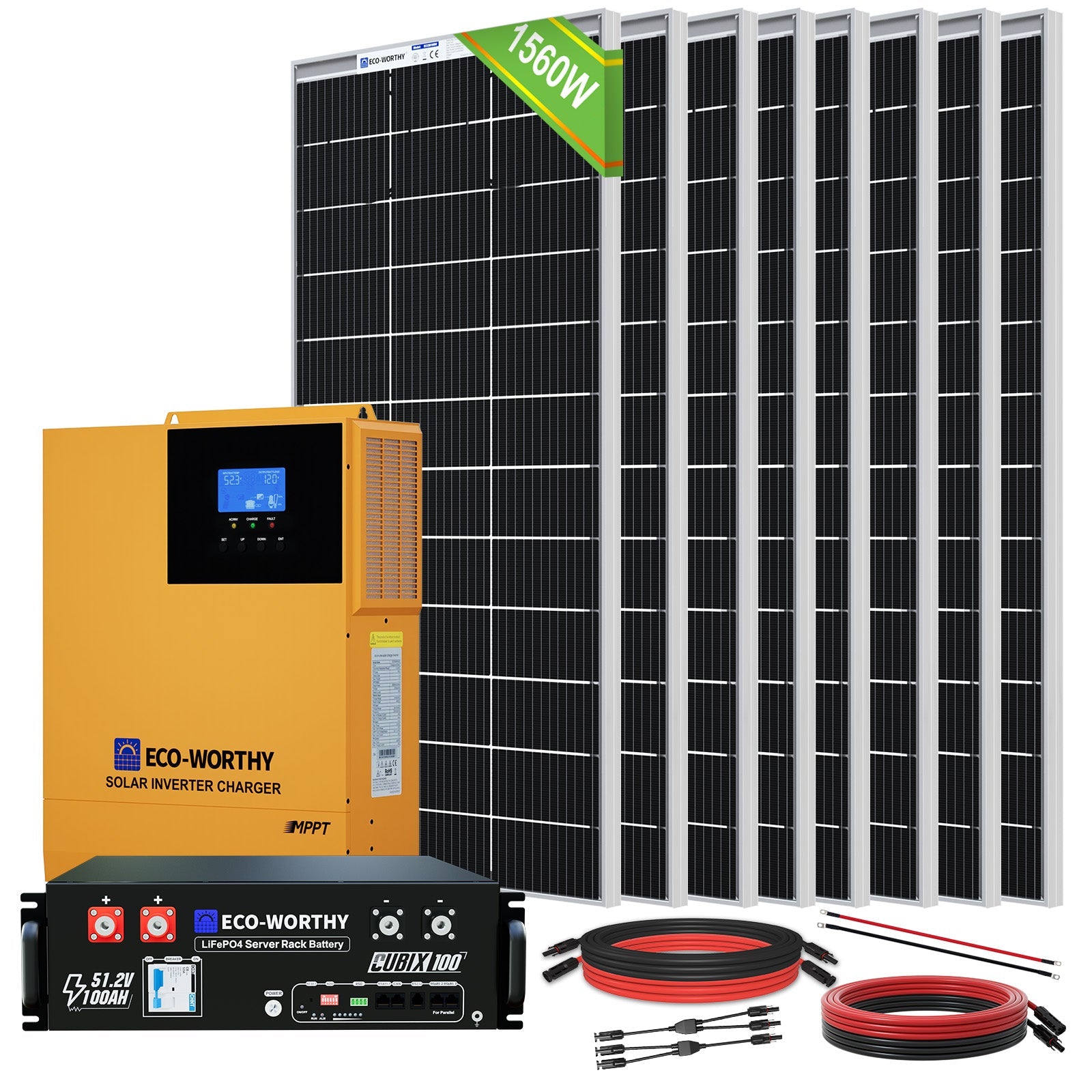 1560W 48V (8x195W) Complete Off Grid Solar Kit - kits - ECO - WORTHY