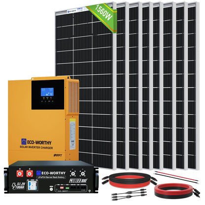 1560W 48V (8x195W) Complete Off Grid Solar Kit - kits - ECO - WORTHY