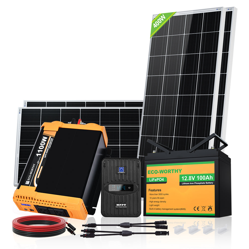 Kit solaire 200w (2 x 100w) 12v autonome-stockage batterie 1200WH