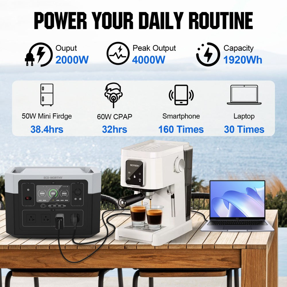 2000w Portable power station power daily routine