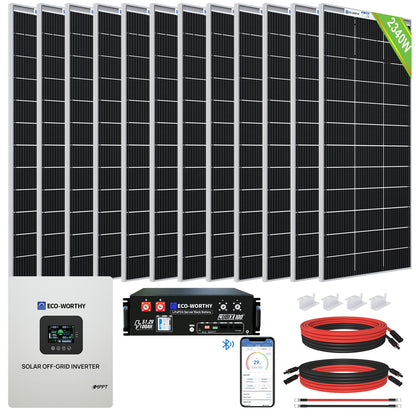 2340W 48V (12x195W) Complete MPPT Off Grid Solar Kit - Kits - ECO - WORTHY