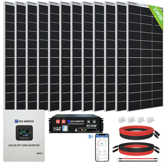2340W 48V (12x195W) Complete MPPT Off Grid Solar Kit - Kits - ECO - WORTHY
