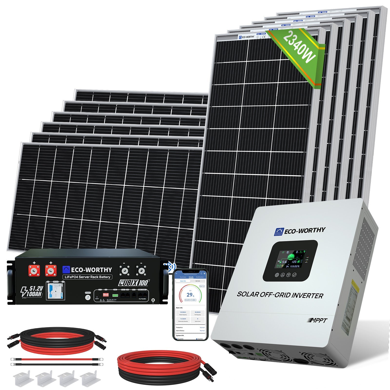 2340W 48V (12x195W) Complete MPPT Off Grid Solar Kit - Kits - ECO - WORTHY