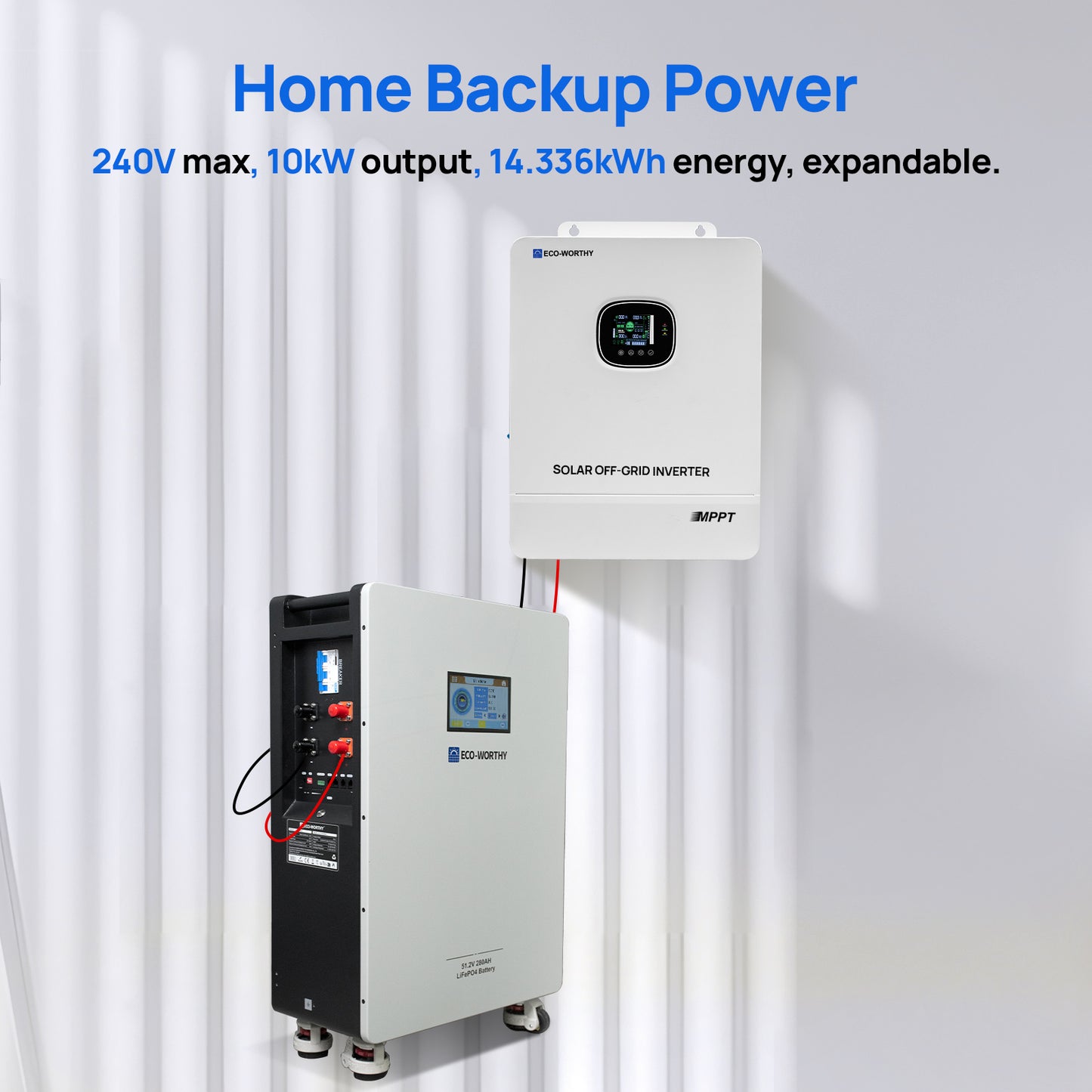 ECO-WORTHY Home Backup Power 14.33KWh 48V 280Ah Battery+10kW 48V Off Grid Inverter
