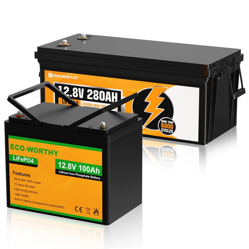 ECO-WORTHY Batterie Lithium 12,8V 260AH Batterie LiFePO4 avec 6000