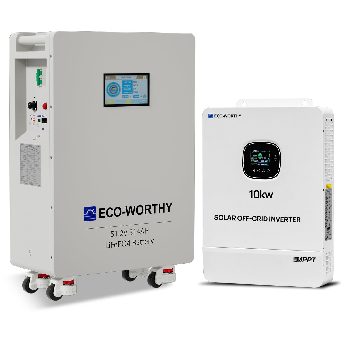 ECO-WORTHY Home Backup Power 16.08KWh 51.2V 314Ah Battery+10kW 48V Off Grid Inverter