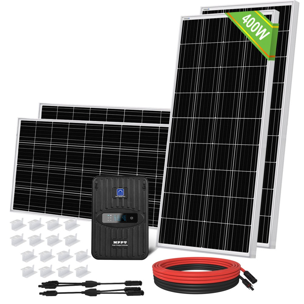 400W 12V (4x100W) Complete MPPT Off Grid Solar Kit - Kits - ECO - WORTHY