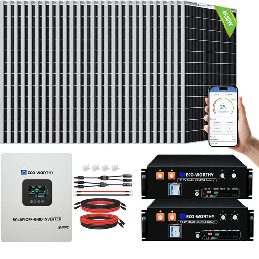 4800W 48V (24x195W) Complete MPPT Off Grid Solar Kit - Kits - ECO - WORTHY