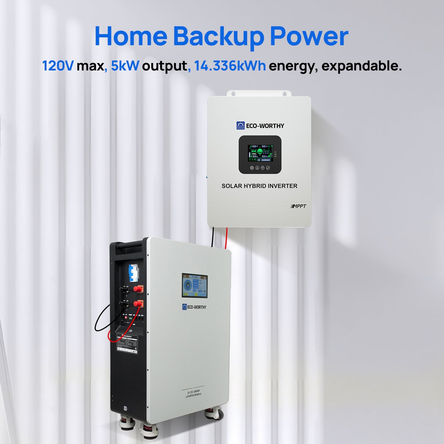 Upgraded 51.2V 280Ah LiFePO4 Floor Standing Battery with 250A circuit breaker for Off-grid Home Energy Storage(Version2)