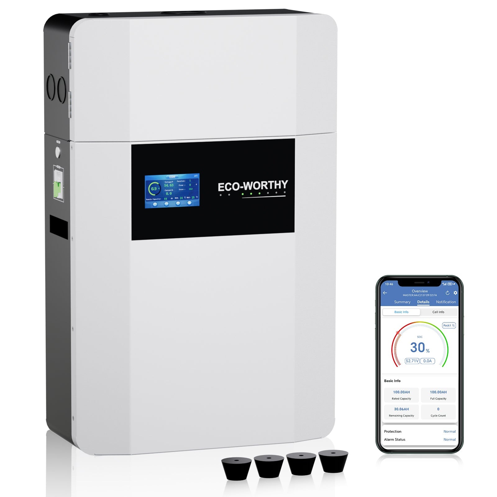 48V 100AH Wall - Mount Lithium Battery LiFePO4 | - 4℉ Charge Available | Bluetooth & WiFi | 10 Years Warranty - lithium battery - ECO - WORTHY