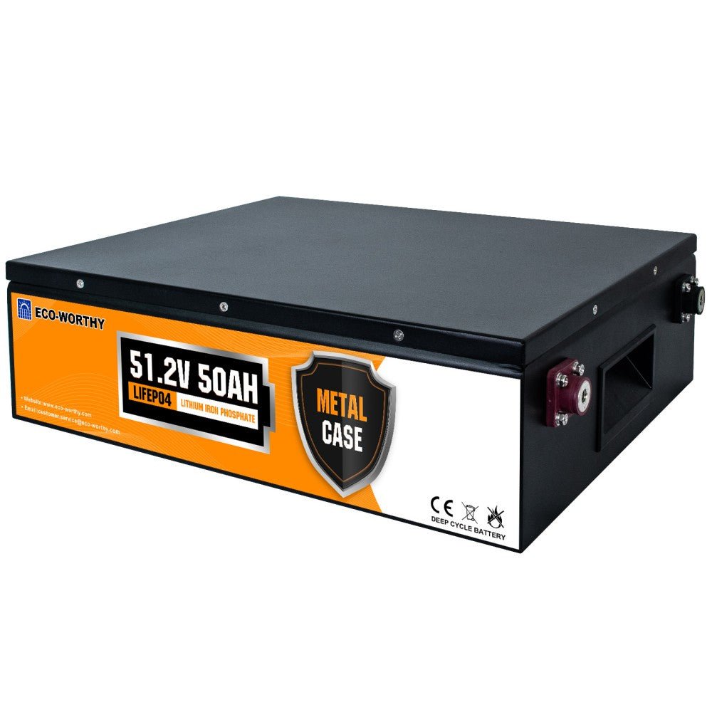 48V 50Ah Stackable Metal Case LiFePO4 Battery For Lawn Mower, Golf Cart, Solar Off - Grid - lithium battery - ECO - WORTHY