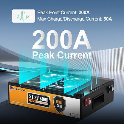 48V 50Ah Stackable Metal Case LiFePO4 Battery For Lawn Mower, Golf Cart, Solar Off - Grid - lithium battery - ECO - WORTHY