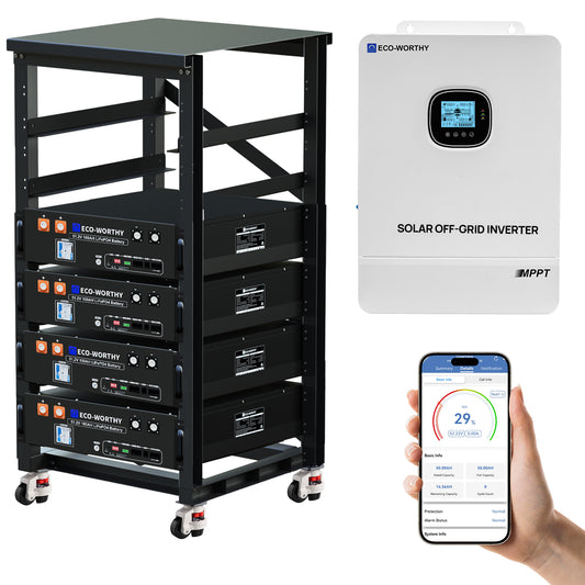 ECO-WORTHY 20.48KWhHome Backup Power With 48V 100Ah LiFePO4 And 10000W 48V Off-Grid Inverter