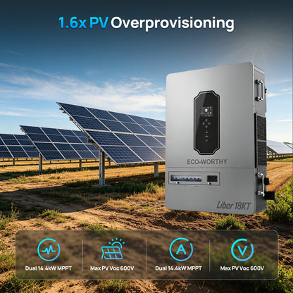 ECO-WORTHY Liber 18KT Off-grid Three-phase Inverter | 18KW 120/208Y Vac Output | 28.8KW PV Input | 360A Charge/Discharge Current