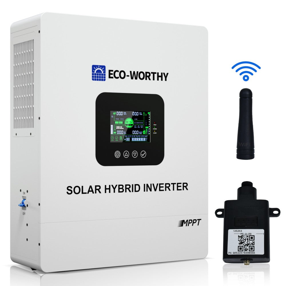5000W Solar Hybrid Inverter Charger 48V DC to 120V-240V AC Split Phase ...