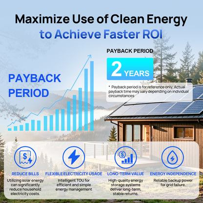 ECO-WORTHY 12kW 30kWh Hybrid Home Backup Power Storage System with 48V 100ah Battery and 12kW Hybrid Inverter