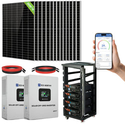 Eco-Worthy 10kw Complete Off-Grid Solar Power System |20.48kWh to 30.72kWh Battery | 10000W 120/240V | 8260W to 10620W PV