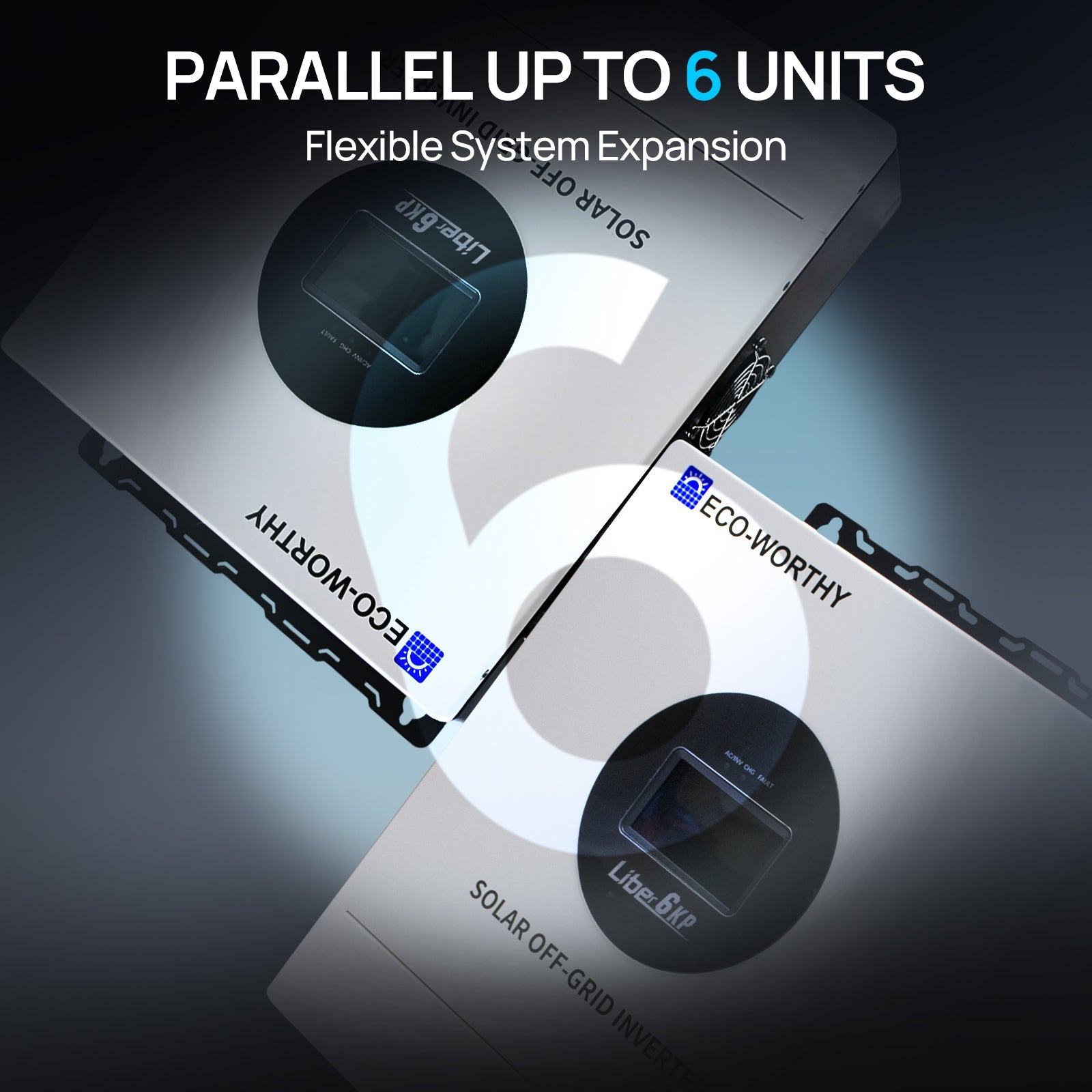 6KW Solar Off - grid Split - phase AIO Inverter, 48Vdc to 120Vac/240Vac, 9kW@500V PV Input - charge inverter - ECO - WORTHY