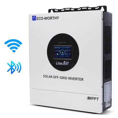6KW Solar Off - grid Split - phase AIO Inverter, 48Vdc to 120Vac/240Vac, 9kW@500V PV Input - charge inverter - ECO - WORTHY