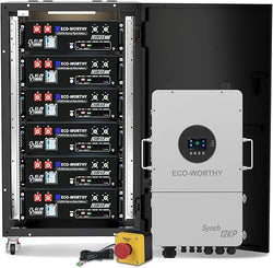 ECO-WORTHY 12kW 30kWh Hybrid Home Backup Power Storage System with 48V 100ah Battery and 12kW Hybrid Inverter