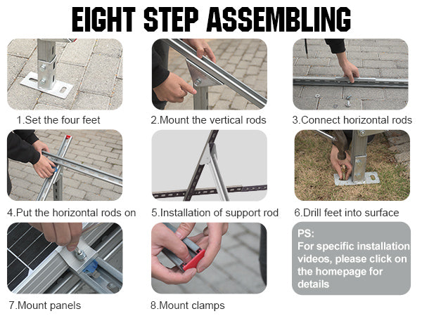 Upgraded Adjustable Multi-Piece Solar Panel Mounting Brackets for 1-4 Pieces of Solar Panels image 5