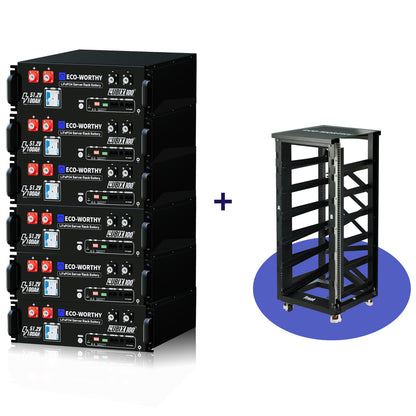Available in Puerto Rico | Eco-Worthy 48V 100Ah Server Rack Battery(6 Packs) | Bluetooth & WiFi | 10 Years Warranty | UL9540 | UL1973 | UL9540A | CEC Listed
