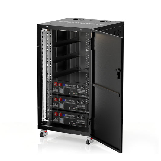ECO-WORTHY RACK6 V3 Server Rack Battery Cabinet, Enclosed Energy Storage Rack with 600A Busbar, Lockable Door, Ventilated Design, Compatible with Most Rack Batteries & ESM-100