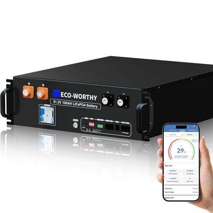 B2B - ECO - WORTHY 48V 100Ah Server Rack Battery | 5.12kWh V3 Lithium Battery | UL1973 | UL9540A | 10 - Year Warranty - lithium battery - ECO - WORTHY