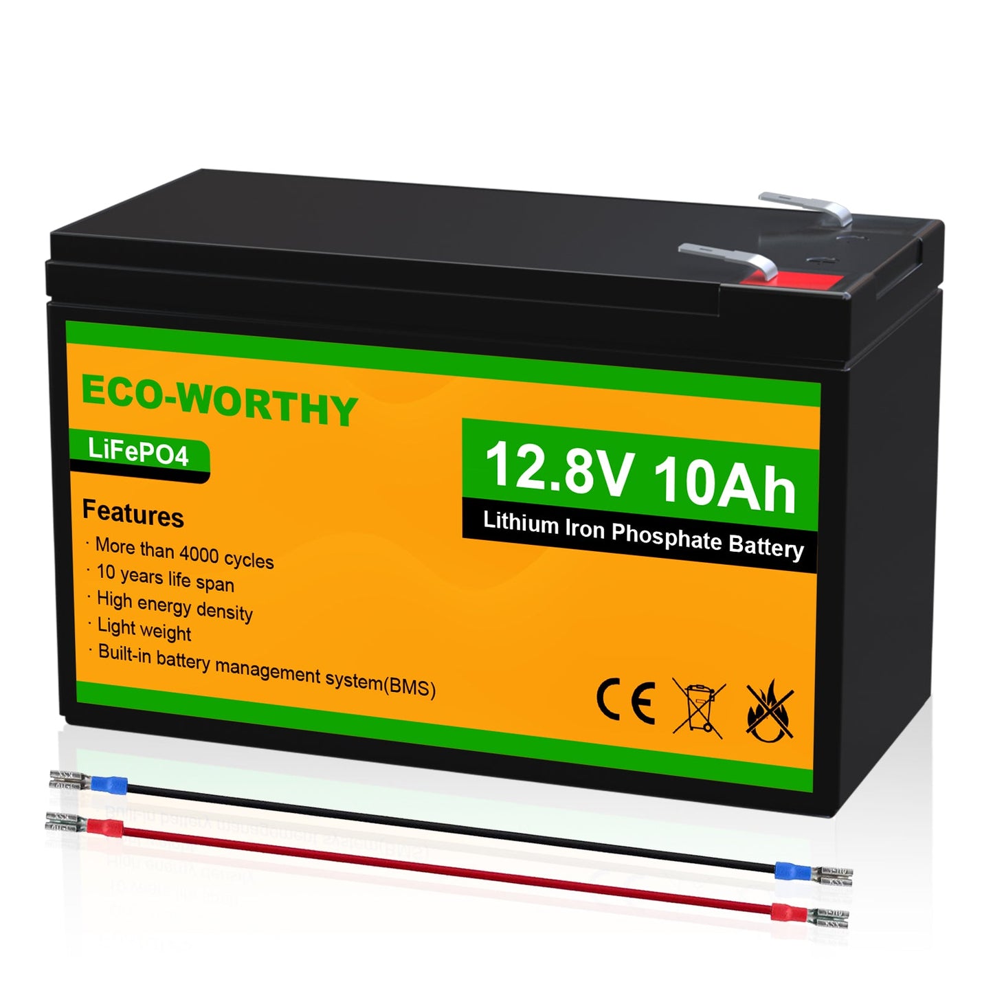 B2B - LiFePO4 12V 10Ah Lithium Iron Phosphate Battery - lithium battery - ECO - WORTHY
