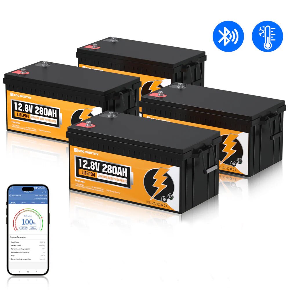 B2B - LiFePO4 12V 280Ah Lithium Iron Phosphate Battery With Bluetooth - lithium battery - ECO - WORTHY