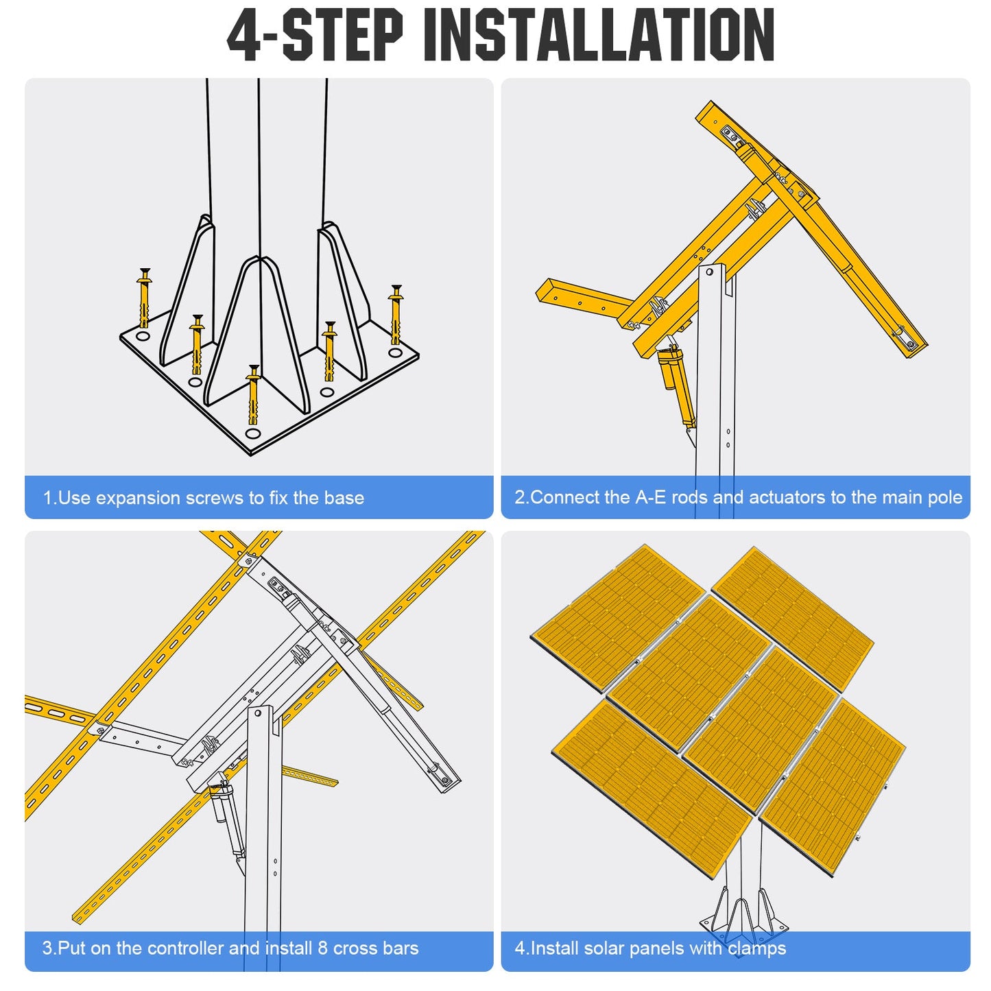 Dual Axis Solar Tracker System - Mounting brackets - ECO - WORTHY