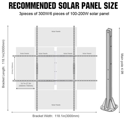 Dual Axis Solar Tracker System - Mounting brackets - ECO - WORTHY