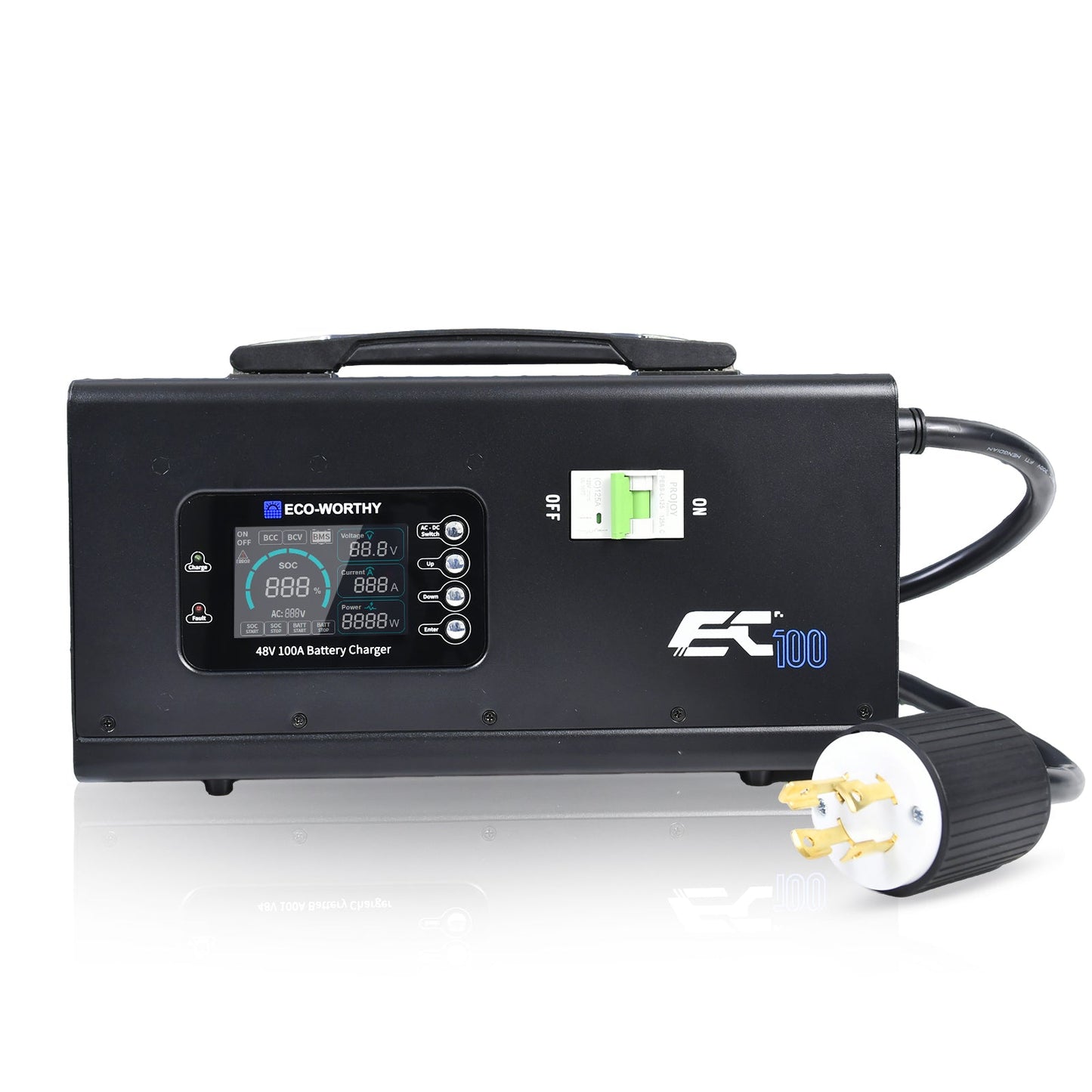 EC100 48V 100A Battery Charger | 5.78KW Max Output | Soft Start |120V 240V AC Input - battery accessories - ECO - WORTHY