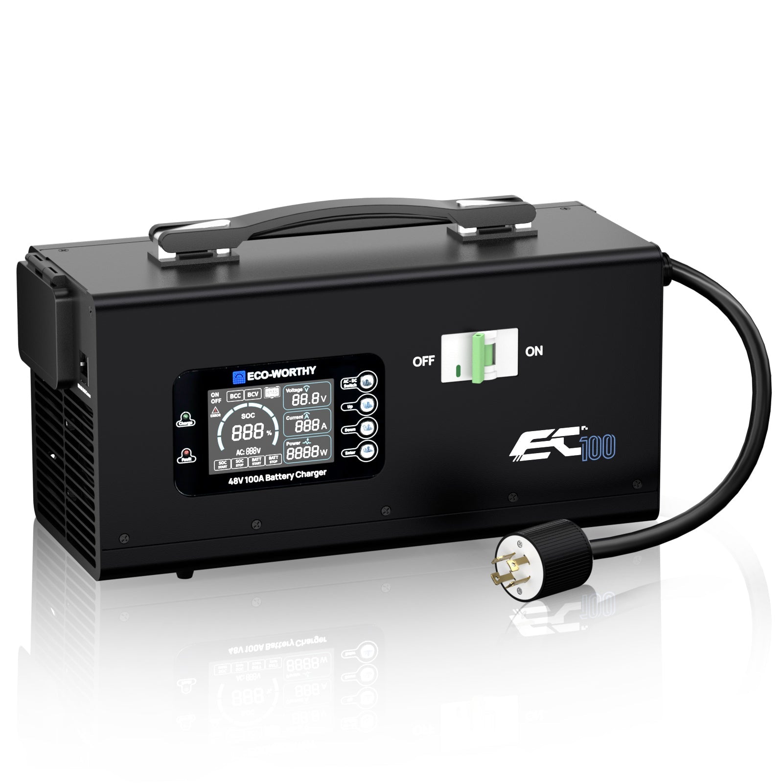EC100 48V 100A Battery Charger 5.78KW Max Output Soft Start 120V 240V AC Input
