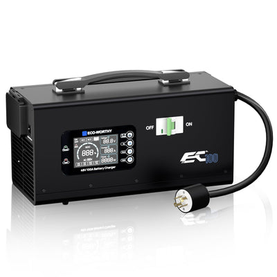 EC100 48V 100A Battery Charger | 5.78KW Max Output | Soft Start |120V 240V AC Input - battery accessories - ECO - WORTHY