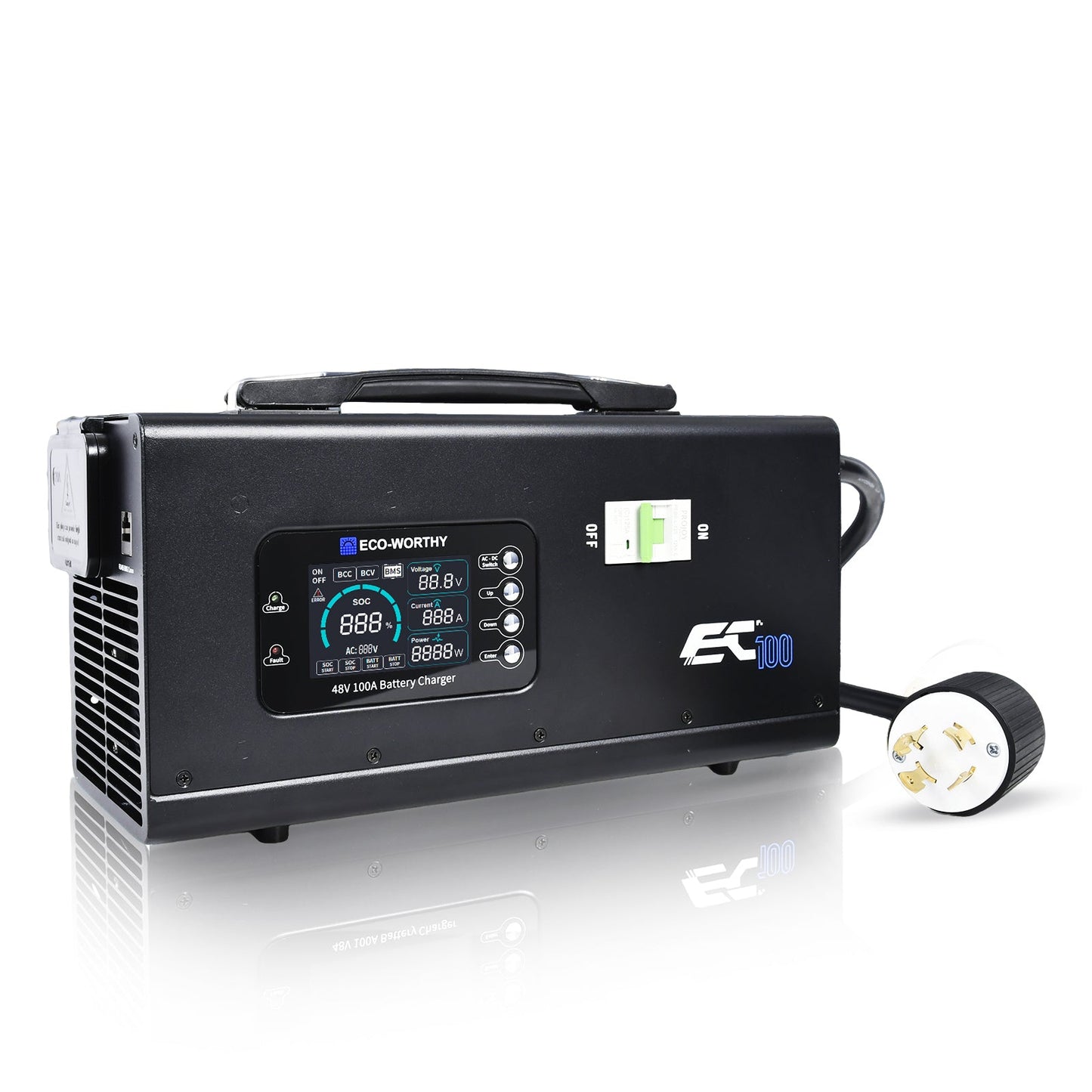 EC100 48V 100A Battery Charger | 5.78KW Max Output | Soft Start |120V 240V AC Input - battery accessories - ECO - WORTHY