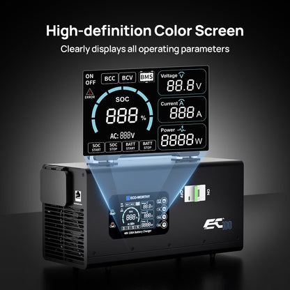 EC100 48V 100A Battery Charger | 5.78KW Max Output | Soft Start |120V 240V AC Input - battery accessories - ECO - WORTHY