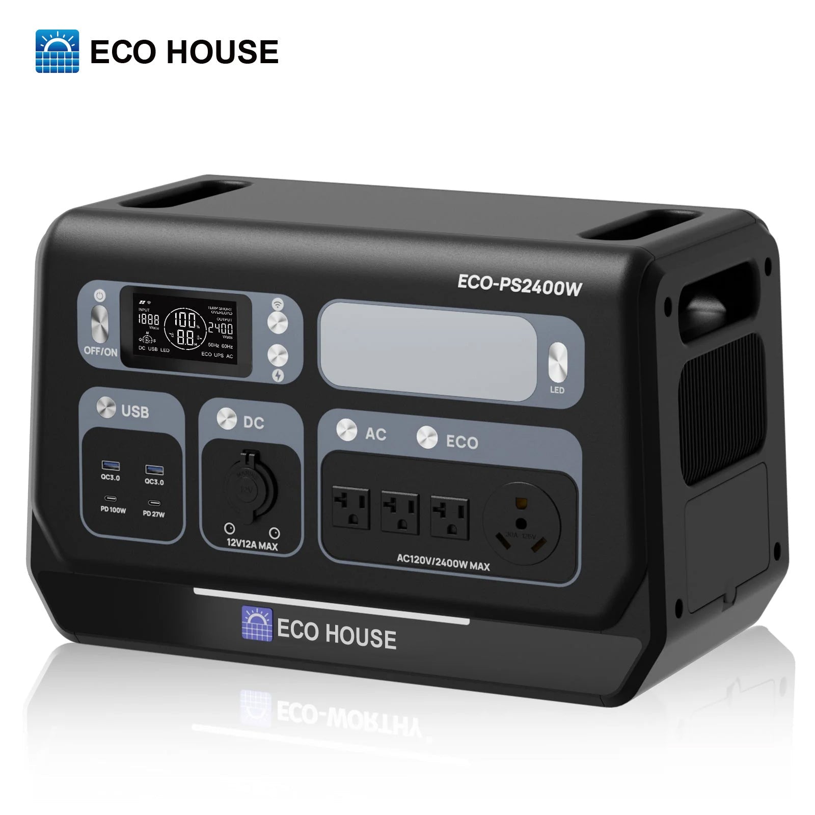 ECO HOUSE 2400W Portable Power Station with 2048Wh Lithium Battery - ECO-WORTHY