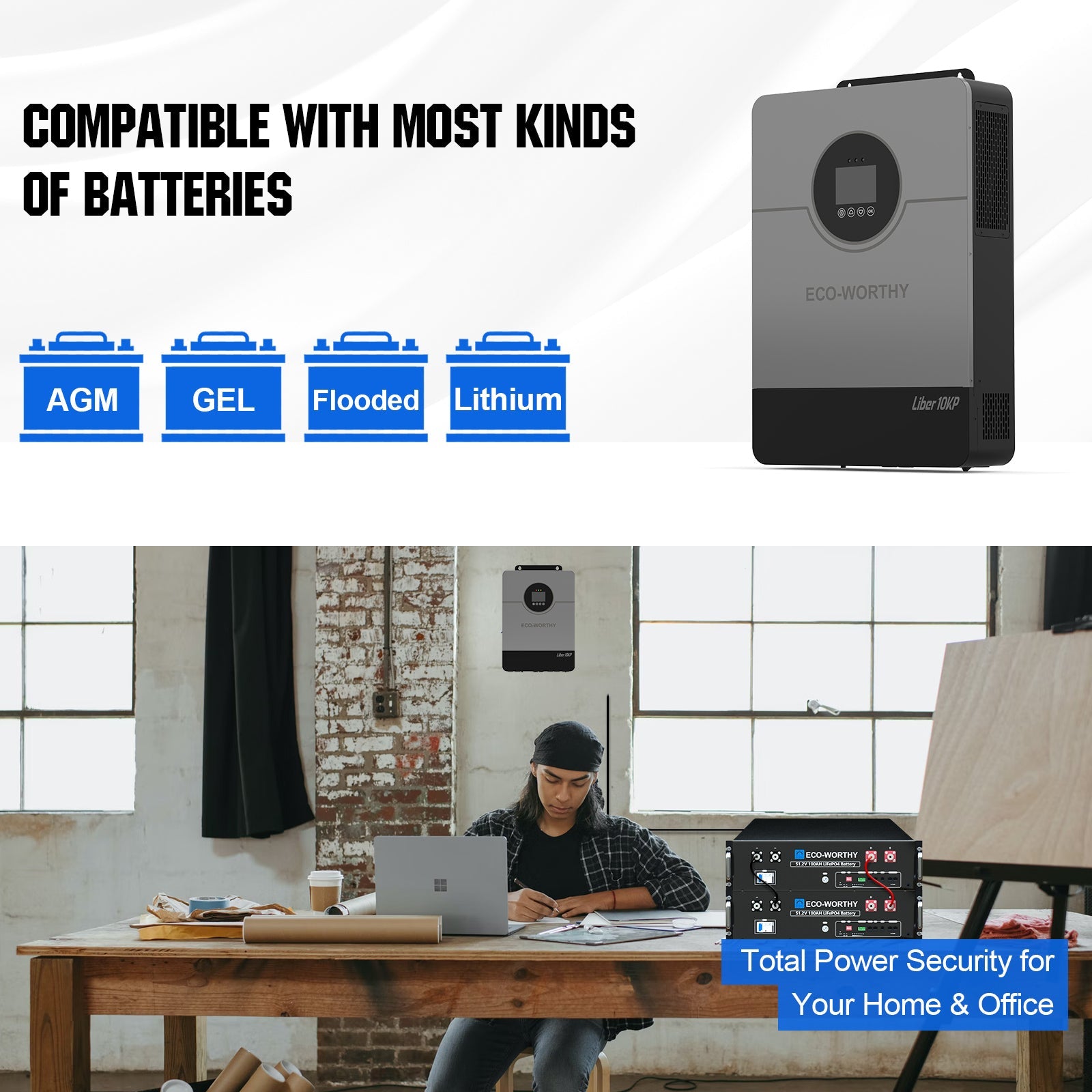 Eco-Worthy 10000W Solar Off-grid Split-phase AIO Inverter | 48Vdc to 120Vac/240Vac | 10000W@500V PV Input | UL 1741 - charge inverter - ECO-WORTHY