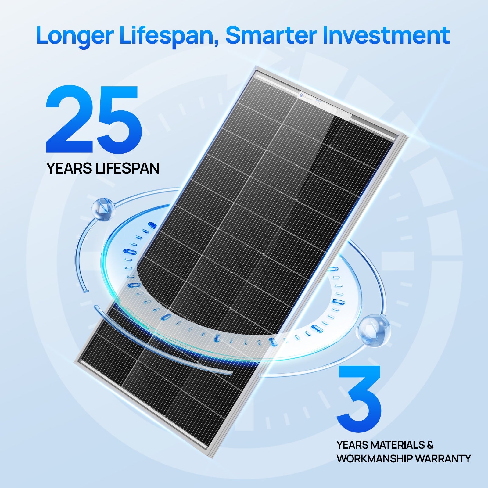 Eco - Worthy 100W 18V Monocrystalline Solar Panel High Efficiency Module RV Marine Boat Caravan Off Grid - Solar panel - ECO - WORTHY