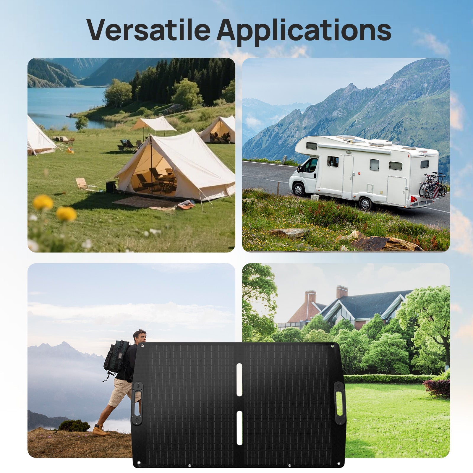 ECO - WORTHY 100W Portable Solar Panel for Outdoor Camping RV - Solar panel - ECO - WORTHY