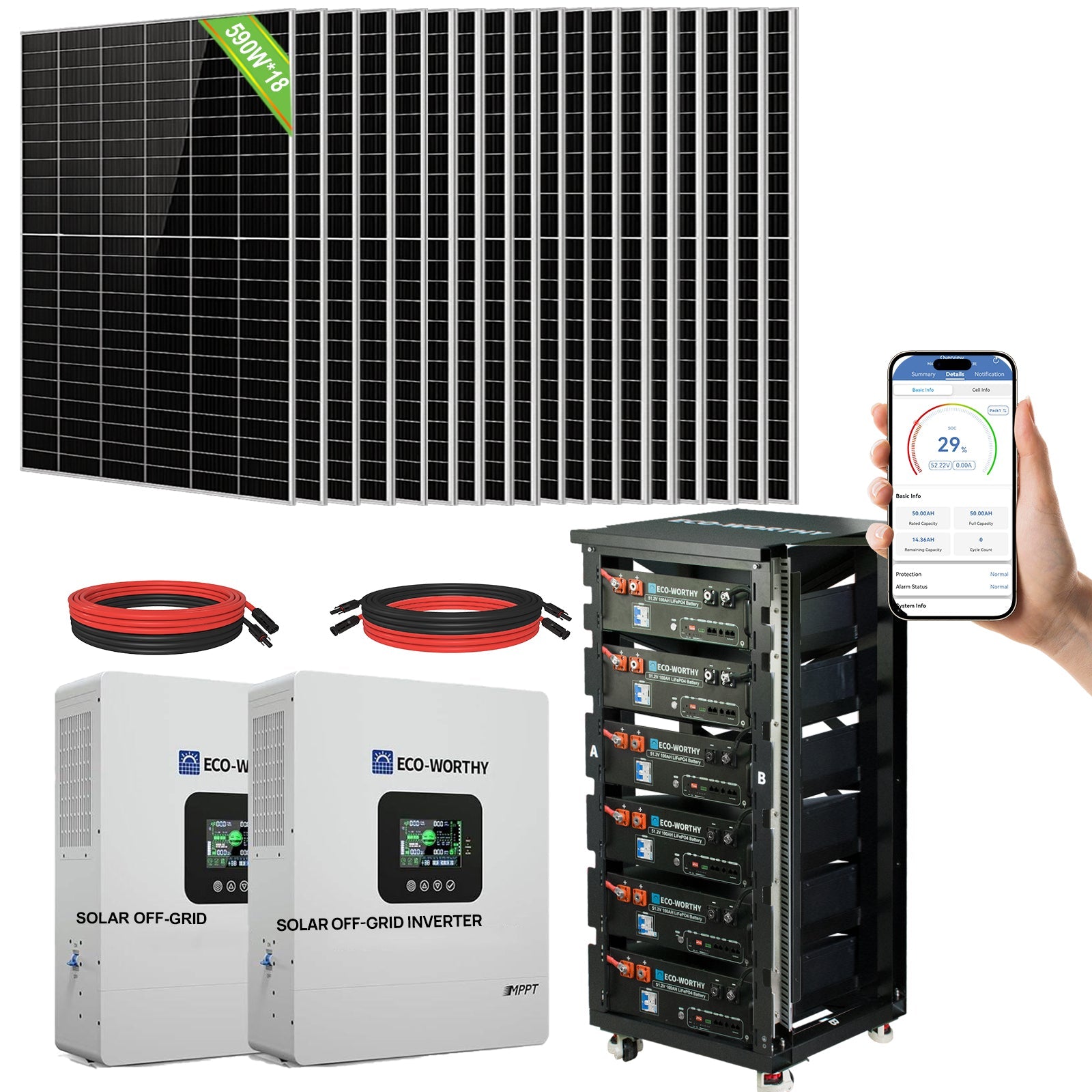Eco - Worthy 10kw Complete Off - Grid Solar Power System |20.48kWh to 30.72kWh Battery | 10000W 120/240V | 8260W to 10620W PV - kits - ECO - WORTHY