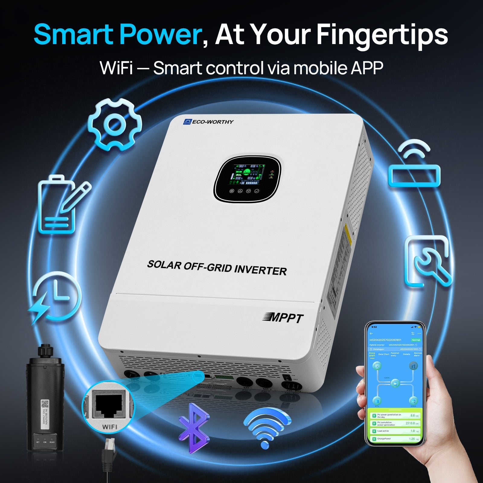 ECO - WORTHY 10KW Off - grid Inverter 48V 120V/240V Split Phase All - In - One Inverter | UL 1741 - charge inverter - ECO - WORTHY