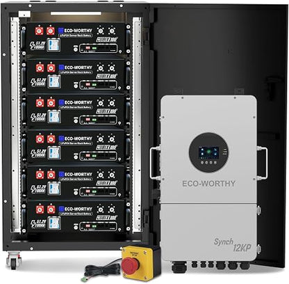 ECO-WORTHY 12kW 30kWh Hybrid Home Backup Power Storage System with 48V 100ah Battery and 12kW Hybrid Inverter - ECO-WORTHY