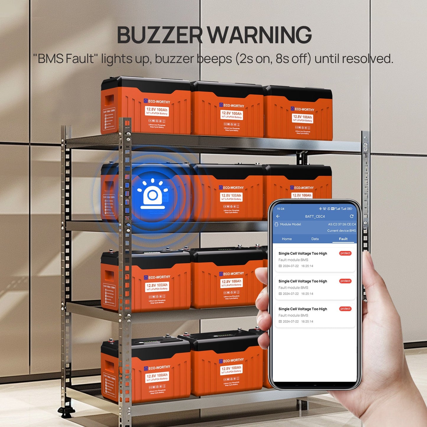 ECO - WORTHY 12V 100Ah LiFePO4 Lithium Battery with SOC Display - lithium battery - ECO - WORTHY