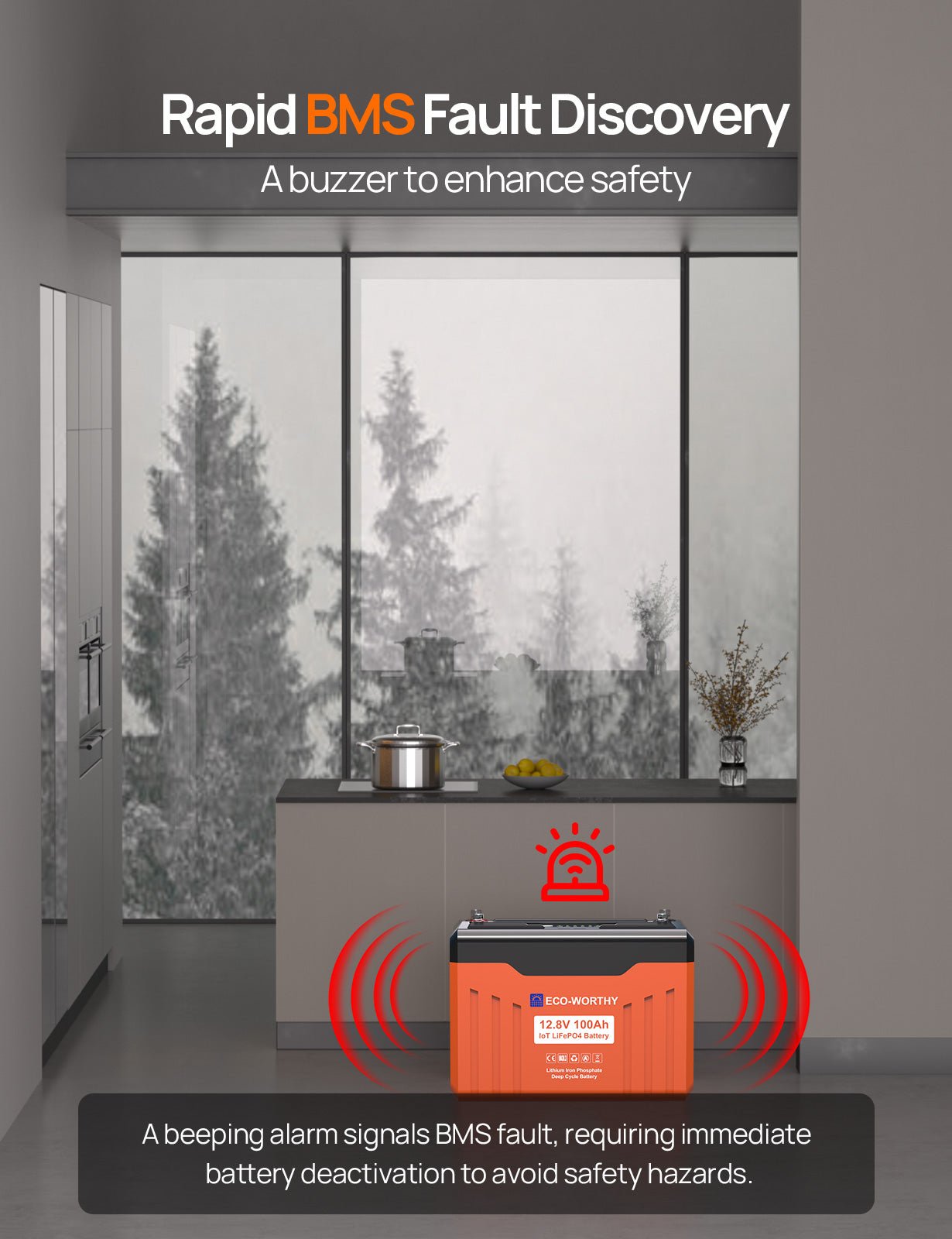 ECO - WORTHY 12V 100AH LiFePO4 Lithium Battery with SOC Display, Upgrade 2.0 with built - in Bluetooth, 100A BMS with Low - Temp Protection - lithium battery - ECO - WORTHY