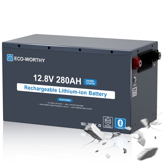 Eco-Worthy 12V 280Ah Metal Case LiFePO4 Lithium Battery With Bluetooth and low-temp protection - lithium battery - ECO-WORTHY